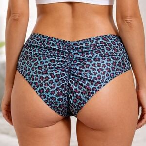 🍎 Nwt Torrid Betsey Johnson Leopard Print Panties Cinched Ruched Butt Satin